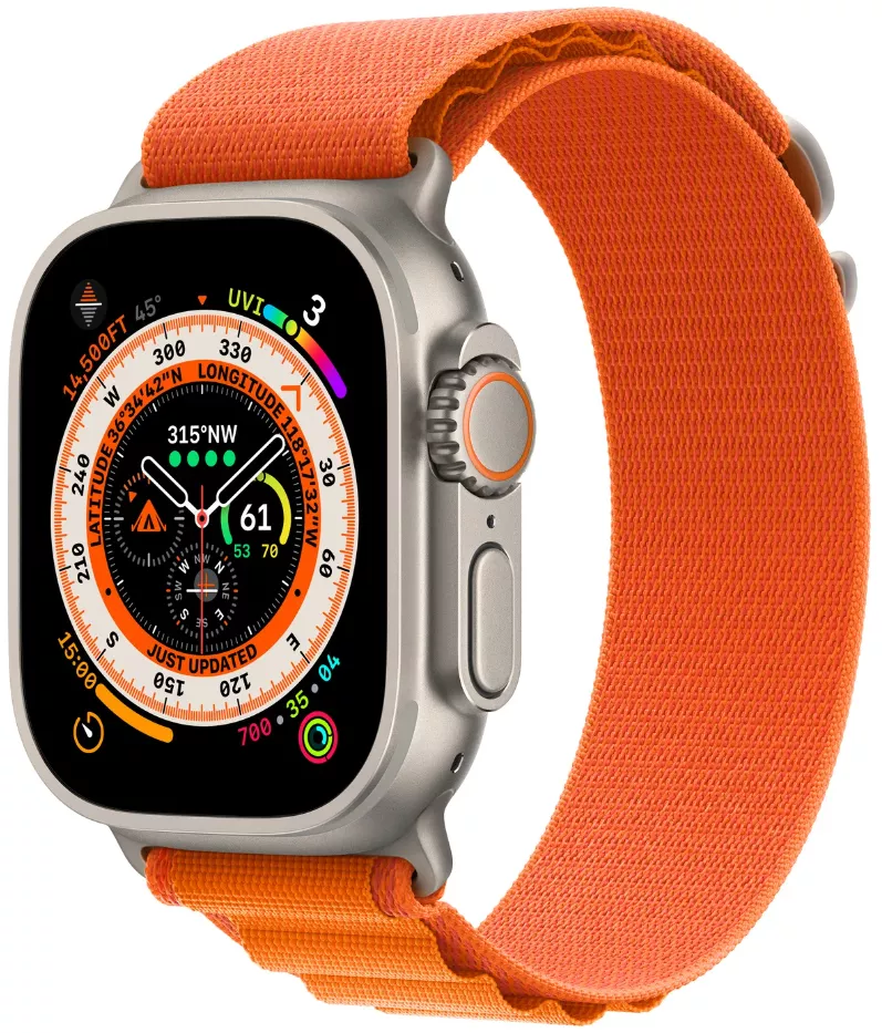 Умные часы Apple Watch Ultra Titanium Case, титановый/оранжевый, L, Alpine Loop